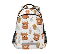 Kcldeci Sac à dos pour enfants filles garçons vaches Highland Frites Sacs à dos d'école primaire Sac à dos d'école Sac à dos de voyage