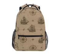 Kcldeci Sac à dos pour enfants garçons filles école primaire bateaux pirates et boussole Sacs à livres pour garçons enfants S-M, Bateaux pirates et boussole, S, Sac à dos daypack