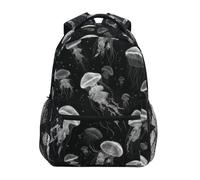 Kcldeci Sac à dos pour enfants garçons filles école primaire méduse sur noir sacs à livres pour garçons enfants S-M, Méduse sur fond noir, S, Sac à dos daypack