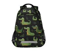 Kcldeci Sac à dos pour enfants pour filles et garçons, sac à dos d'école, sac à dos d'école, sac à dos de voyage en crocodile vert