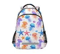 Kcldeci Sac à dos pour enfants pour filles, garçons, méduses et étoiles de mer, sacs à dos d'école, cartable d'école, sac de voyage