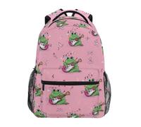 Kcldeci Sac à dos pour enfants pour garçons et filles - Sac à dos d'école primaire - Grenouille jouant de la guitare - Sacs à livres pour garçons - S à M, Grenouille jouant de la musique de, S, Sac à