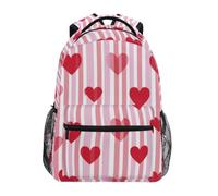 Kcldeci Sac à dos pour enfants pour garçons et filles - Sac à dos d'école primaire - Motif cœur sur rayures - S-M, Cœur sur rayure, S, Sac à dos daypack