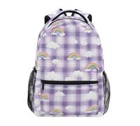Kcldeci Sac à dos pour enfants pour garçons et filles - Sac à dos d'école primaire - Motif nuage à carreaux - Tailles S à M, Carreaux nuages, M, Sac à dos daypack