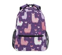 Kcldeci Sac à dos pour enfants pour garçons et filles, sac à dos pour école primaire, lama alpaga avec cœurs roses, sacs à dos pour garçons, sacs à dos S-M, Lama Alpaga avec cœurs roses, M, Sac à dos
