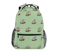 Kcldeci Sac à dos pour enfants pour garçons et filles, sacs à dos d'école, ambulance sur vert clair, sacs à dos pour garçons, S-M, Ambulance sur vert clair, S, Sac à dos daypack