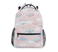 Kcldeci Sac à dos pour enfants pour garçons et filles, sacs à dos d'école primaire, avions, nuages, étoiles, sacs à livres pour garçons, tailles S-M, Avions Nuages Star, S, Sac à dos daypack