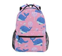 Kcldeci Sac à dos pour enfants pour garçons et filles - Sacs à dos d'école primaire - Baleines bleues et sucettes - Sacs à livres pour garçons et enfants - Taille S à M, Baleines bleues et sucettes, S