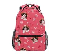 Kcldeci Sac à dos pour enfants pour garçons et filles - Sacs à dos d'école primaire Cavalier King Charles - Rouge - Sacs à livres pour garçons - Taille S à M, Cavalier King Charles Rouge, S, Sac à dos