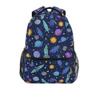 Kcldeci Sac à dos pour enfants pour garçons et filles, sacs à dos d'école primaire colorés de dessin animé, vaisseaux spatiaux, sacs à livres pour garçons, tailles S-M, Vaisseaux spatiaux colorés de