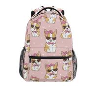 Kcldeci Sac à dos pour enfants pour garçons et filles, sacs à dos d'école primaire Corgi portant des lunettes de soleil, sacs à dos pour garçons, sacs à dos S-M, Corgi portant des lunettes de soleil