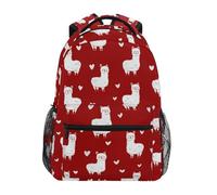 Kcldeci Sac à dos pour enfants pour garçons et filles - Sacs à dos d'école primaire - Cœur d'alpaga - Rouge - Sacs à livres pour garçons - Taille S à M, Cœur d'alpaga rouge, S, Sac à dos daypack