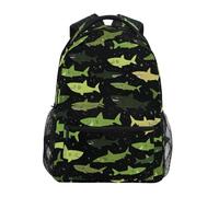 Kcldeci Sac à dos pour enfants pour garçons et filles, sacs à dos d'école primaire, dessins animés, requins verts, sacs à livres pour garçons, tailles S-M, Dessin animé requins verts, M, Sac à dos