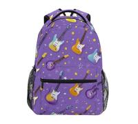 Kcldeci Sac à dos pour enfants pour garçons et filles - Sacs à dos d'école primaire - Guitares étoiles - Violet - Sacs à livres pour garçons - Taille S à M, Guitars Stars Violet, S, Sac à dos daypack