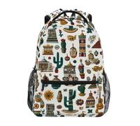 Kcldeci Sac à dos pour enfants pour garçons et filles, sacs à dos d'école primaire, icônes de la culture mexicaine, sacs à dos pour garçons, sac à dos primaire S-M, Icônes de la culture du Mexique, M
