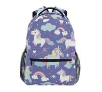 Kcldeci Sac à dos pour enfants pour garçons et filles, sacs à dos d'école primaire, licornes, arcs-en-ciel et nuages, sacs à livres pour garçons, tailles S-M, Licornes Arcs-en-ciel et nuages, S, Sac à