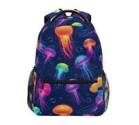 Kcldeci Sac à dos pour enfants pour garçons et filles, sacs à dos d'école primaire, méduses colorées, bleu foncé, sacs à livres pour garçons, tailles S-M, Méduse colorée bleu foncé, S, Sac à dos