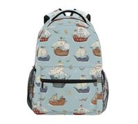 Kcldeci Sac à dos pour enfants pour garçons et filles - Sacs à dos d'école primaire - Motif bateau pirate - Tailles S-M, Bateaux pirates de dessin animé, S, Sac à dos daypack