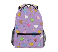 Kcldeci Sac à dos pour enfants pour garçons et filles - Sacs à dos d'école primaire - Motif cœurs - Violet - Taille S à M, Candy Hearts Violet, S, Sac à dos daypack