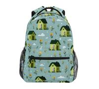 Kcldeci Sac à dos pour enfants pour garçons et filles - Sacs à dos d'école primaire - Motif dessin animé Green House1 - S-M, Maison verte de dessin animé 1, S, Sac à dos daypack