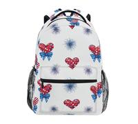 Kcldeci Sac à dos pour enfants pour garçons et filles, sacs à dos d'école primaire, motif drapeau américain, cœur1, sacs à livres pour garçons et enfants, tailles S-M, Drapeau américain Cœur 1, S, Sac