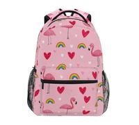 Kcldeci Sac à dos pour enfants pour garçons et filles - Sacs à dos d'école primaire - Motif flamant rose - Cœur mignon - Sacs à livres pour garçons et enfants - Taille, Joli cœur flamant rose, M, Sac