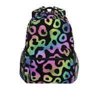 Kcldeci Sac à dos pour enfants pour garçons et filles, sacs à dos d'école primaire, motif léopard arc-en-ciel, sacs à dos pour garçons, sac à dos primaire S-M, Motif léopard arc-en-ciel., S, Sac à dos
