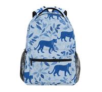 Kcldeci Sac à dos pour enfants pour garçons et filles - Sacs à dos d'école primaire - Motif léopard bleu - Tailles S à M, Feuilles de léopard bleu, M, Sac à dos daypack