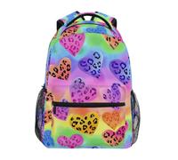 Kcldeci Sac à dos pour enfants pour garçons et filles, sacs à dos d'école primaire, motif léopard, cœur, teinture par nouage, sacs à dos pour garçons, sac à dos primaire S-M, Tie Dye Cœur Léopard, M