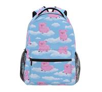 Kcldeci Sac à dos pour enfants pour garçons et filles - Sacs à dos d'école primaire - Motif mouche rose - Cochons et nuages - S-M, Cochons roses et nuages, S, Sac à dos daypack