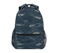 Kcldeci Sac à dos pour enfants pour garçons et filles, sacs à dos d'école primaire, motif requin, vague, océan, sacs à dos primaire, taille S-M, Shark Wave Ocean, S, Sac à dos daypack