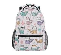 Kcldeci Sac à dos pour enfants pour garçons et filles, sacs à dos d'école primaire, motif sirène, chats, garçons, sacs à livres primaires S-M, Chats sirènes, S, Sac à dos daypack