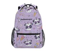 Kcldeci Sac à dos pour enfants pour garçons et filles - Sacs à dos d'école primaire - Motif visage de panda - Crème glacée - Sacs à livres primaires S-M, Crème glacée visage panda, S, Sac à dos