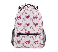 Kcldeci Sac à dos pour enfants pour garçons et filles, sacs à dos d'école primaire, nœuds roses et canne à sucre d'orge, sacs à livres primaires S-M, Nœuds roses et sucre d'orge, M, Sac à dos daypack