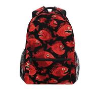 Kcldeci Sac à dos pour enfants pour garçons et filles - Sacs à dos d'école primaire - Piranha rouge - Sacs à livres pour garçons et enfants - Taille S à M, Piranha rouge, S, Sac à dos daypack