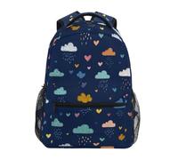 Kcldeci Sac à dos pour enfants pour garçons et filles, sacs à dos d'école primaire, pleuvant, nuages et cœur, sacs à livres pour garçons, tailles S-M, Pluie de nuages et de cœur, M, Sac à dos daypack