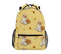Kcldeci Sac à dos pour enfants pour garçons et filles, sacs à dos d'école primaire, sacs à dos Corgi, sac à dos pour la lecture, sac à dos primaire S-M, Livre de lecture Corgi, M, Sac à dos daypack
