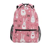 Kcldeci Sac à dos pour enfants pour garçons et filles, sacs à dos d'école primaire, sacs à dos d'amour lapins et cœurs, sacs à livres pour garçons, tailles S-M, Love Bunnys and Hearts, M, Sac à dos
