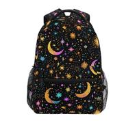 Kcldeci Sac à dos pour enfants pour garçons et filles, sacs à dos d'école primaire, sacs à dos de maternelle S-M, Nouvelle lune et étoile colorée, S, Sac à dos daypack