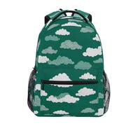 Kcldeci Sac à dos pour enfants pour garçons et filles, sacs à dos d'école primaire, sacs à dos de maternelle S-M, Nuages blancs sur vert, M, Sac à dos daypack