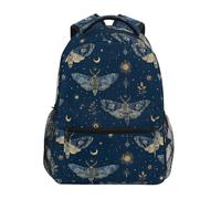 Kcldeci Sac à dos pour enfants pour garçons et filles, sacs à dos d'école primaire, sacs à dos de maternelle S-M, Papillon de nuit nouvelle lune étoile, M, Sac à dos daypack