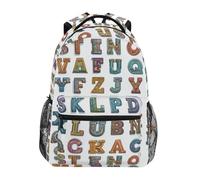 Kcldeci Sac à dos pour enfants pour garçons et filles, sacs à dos d'école primaire, sacs à dos de maternelle S-M, 26 lettres de l'alphabet, S, Sac à dos daypack