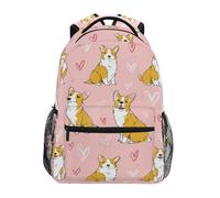 Kcldeci Sac à dos pour enfants pour garçons et filles, sacs à dos d'école primaire, sacs à dos de maternelle S-M, Chien Corgi et cœur d'amour, S, Sac à dos daypack