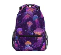 Kcldeci Sac à dos pour enfants pour garçons et filles, sacs à dos d'école primaire, sacs à dos de maternelle S-M, Méduse colorée sur violet, M, Sac à dos daypack
