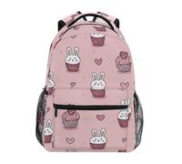 Kcldeci Sac à dos pour enfants pour garçons et filles, sacs à dos d'école primaire, sacs à dos de maternelle S-M, Lapin cupcake et cœurs, S, Sac à dos daypack