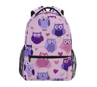 Kcldeci Sac à dos pour enfants pour garçons et filles, sacs à dos d'école primaire, sacs à dos de maternelle S-M, Chouette violette et cœur, S, Sac à dos daypack