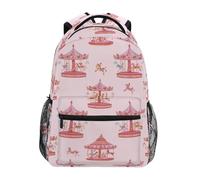 Kcldeci Sac à dos pour enfants pour garçons et filles, sacs à dos d'école primaire, sacs à dos de maternelle S-M, Carrousel Fair Rose, M, Sac à dos daypack