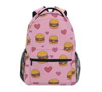 Kcldeci Sac à dos pour enfants pour garçons et filles, sacs à dos d'école primaire, sacs à dos mignons hamburger et cœur, sacs à livres pour garçons, tailles S-M, Mignon hamburger et cœur, M, Sac à
