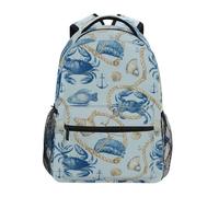 Kcldeci Sac à dos pour enfants pour garçons et filles, sacs à dos d'école primaire, sacs à dos nautiques en corde crabes, poissons, sacs à livres pour garçons, tailles S-M, Nautical Rope Crabes