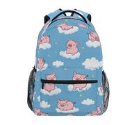 Kcldeci Sac à dos pour enfants pour garçons et filles, sacs à dos d'école primaire, sacs à dos pour garçons et filles, sacs à dos pour enfants S-M, Cochons volants et nuages, M, Sac à dos daypack